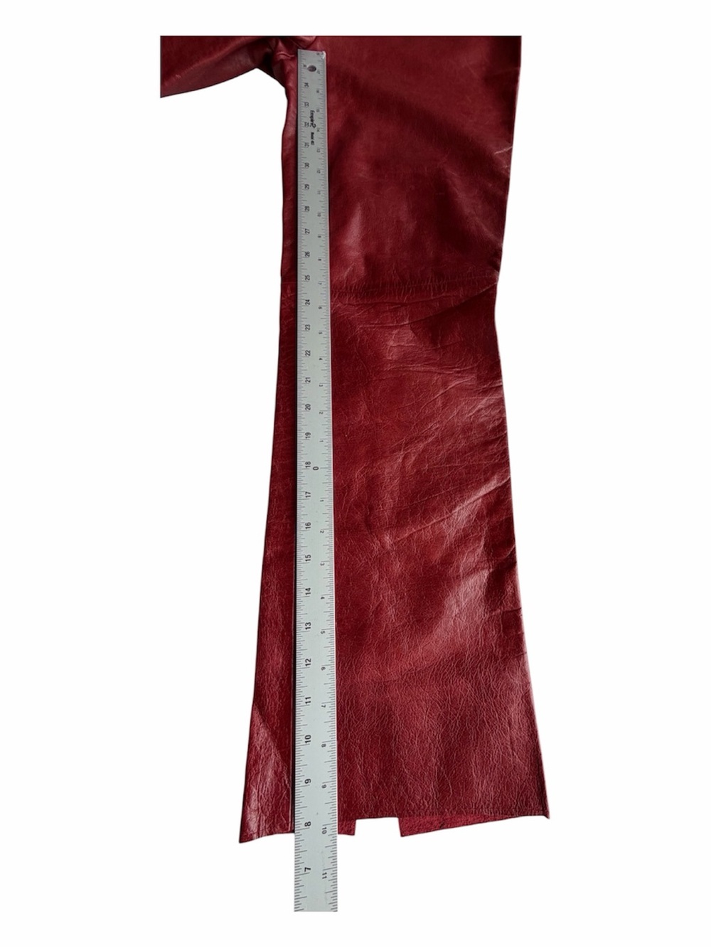 Vintage Parallel Red Patina Leather Pants Y2K Straight Leg Pants Size 4 - Picture 12 of 16